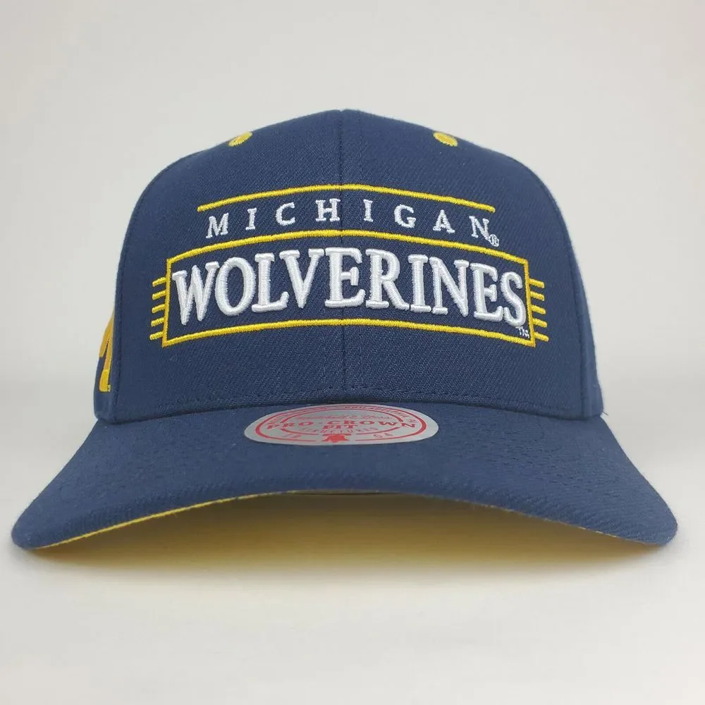Michigan Wolverines Mitchell & Ness NCAA Pro Fit Snapback Hat Cap‎ 3D Logo NWT